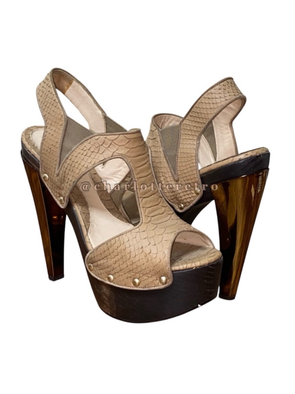Fendi • Zucca FF Logo Python Leather Platform Stilettos • 6” Heels